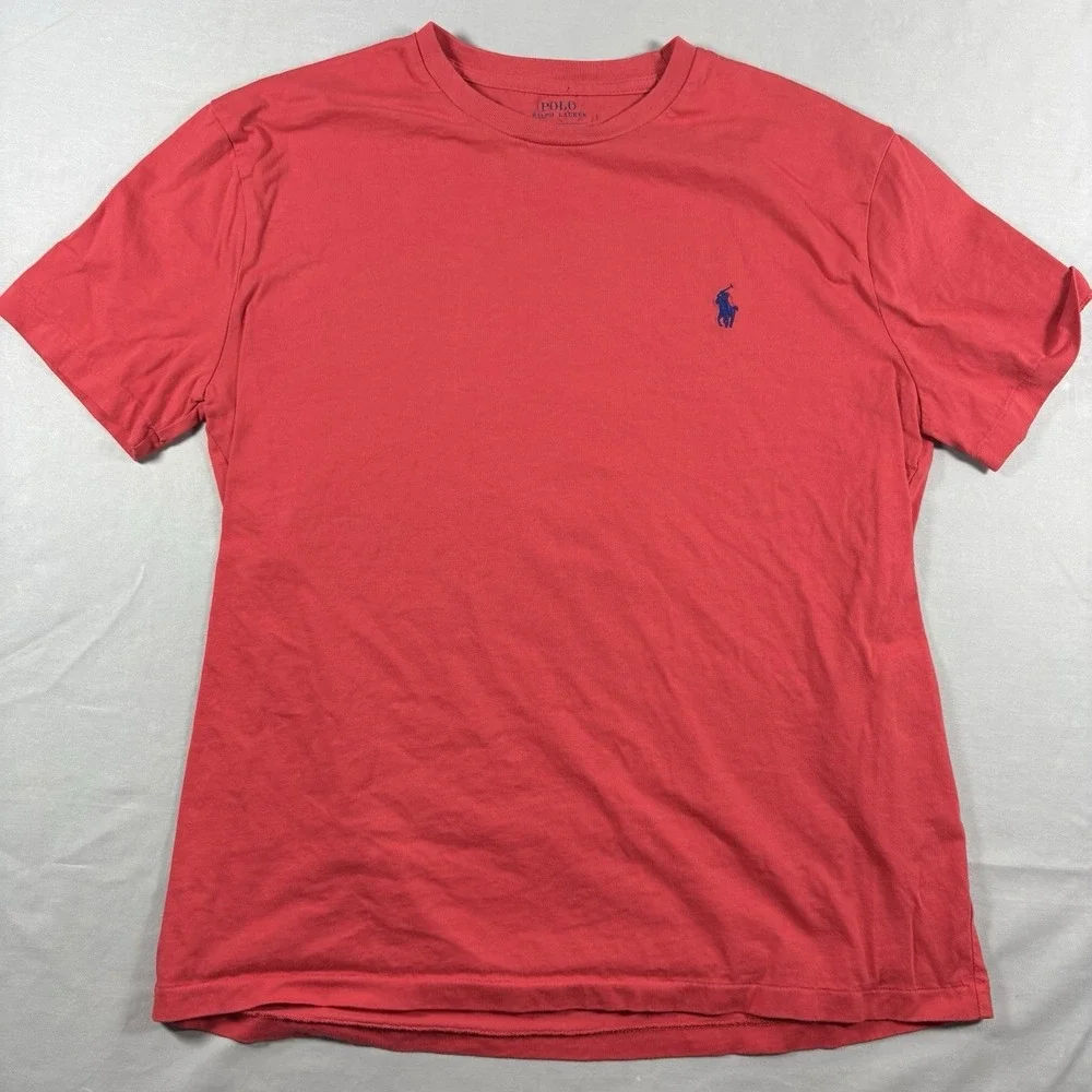 Polo Ralph Lauren T Shirt Lot 2 Mens Medium Red Crew Neck V Neck Pony Logo Tee